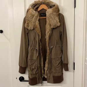 BCBG Maxazria Jacket with removable rabbit fur